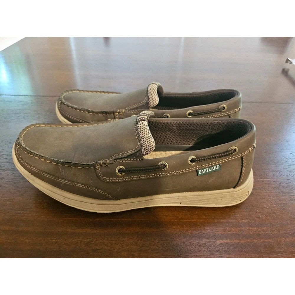 Eastland Boat Shoes Mens 10.5 Brown Slip On Loafers Casual Moc Toe Sneakers